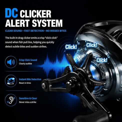 DC Baitcasting Reel with Smart Digital Brake, Anti-Backlash Fishing Reel with Signature DC Sound, Easy-Control 7.1:1 Baitcaster for Beginners & Bass Fishing in Saudi Arabia