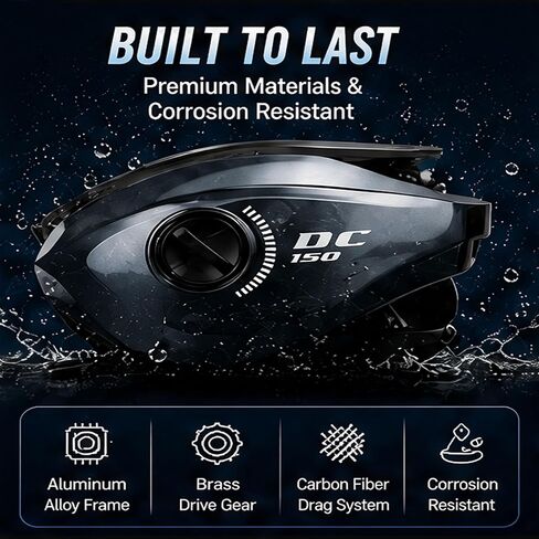 DC Baitcasting Reel with Smart Digital Brake, Anti-Backlash Fishing Reel with Signature DC Sound, Easy-Control 7.1:1 Baitcaster for Beginners & Bass Fishing in Saudi Arabia