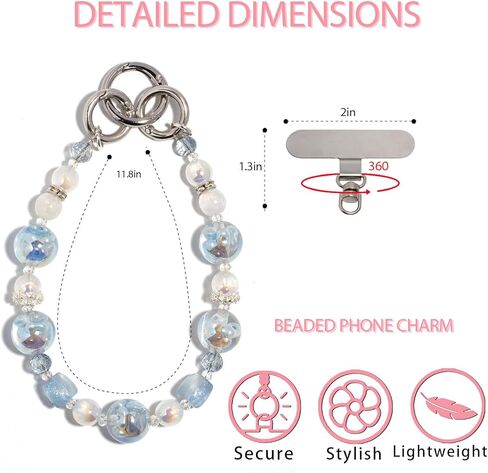 Beaded Phone Lanyard for Women - Adjustable, Anti-Drop Wrist Strap with Charms for iPhone & Samsung. Cute & Hands-Free in Saudi Arabia
