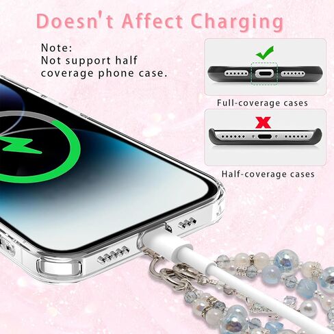 Beaded Phone Lanyard for Women - Adjustable, Anti-Drop Wrist Strap with Charms for iPhone & Samsung. Cute & Hands-Free in Saudi Arabia