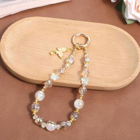 3 Pcs Cellphone Lanyard Keychain Wristlet, Phone Charm with Crystal, Beaded Phone Wrist Strap, Camera Strap Wrist, Phones Lanyard with 3 Pcs Pads, Cute Accessories for Bag, Camera, Keychain (3 Color) in Saudi Arabia