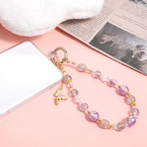 3 Pcs Cellphone Lanyard Keychain Wristlet, Phone Charm with Crystal, Beaded Phone Wrist Strap, Camera Strap Wrist, Phones Lanyard with 3 Pcs Pads, Cute Accessories for Bag, Camera, Keychain (3 Color) in Saudi Arabia