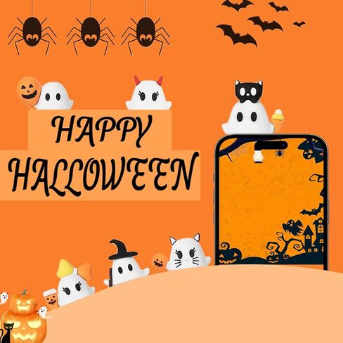6 قطع من ديكورات هاتف Ghostees Halloween، سحر لاصق على شكل شبح وقرعة، أغطية هاتف بيضاء لطيفة للهواتف الذكية in Kuwait