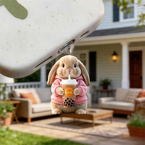 Bunny with Tea Dust Plug Acrylic Charms for electronic products,Type-C Charging Port Dust Plugs Pendant Compatible with E-Reader Phone Tablet, Gift for Christmas, Birthday, Anniversary Day in Saudi Arabia
