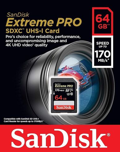 Sandisk 64GB SecureDigital Extreme PRO SDXC UHS-I Card C10,U3,V30 170MB/s - Pack of 5 - with Memory Card Reader in Saudi Arabia