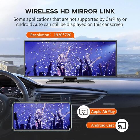 Largest 11.5" Portable Apple Carplay Screen for Car, 4K Wireless Car Play & Android Auto, Upgrade Touchscreen with Dash Cam, App Control/Loop Recording/Backup Camera/Mirror Link/GPS/FM in Saudi Arabia