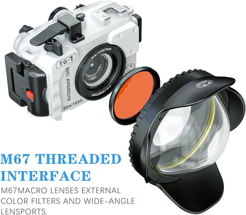 Seafrogs 60m/195ft Underwater Camera Housing for Olympus TG-7 – Waterproof Case with 52mm & 67mm Thread, Dual Fiber Optic Ports, Leak Detection, Stainless Steel Mounting Plate, 67mm Fisheye Lens in Saudi Arabia