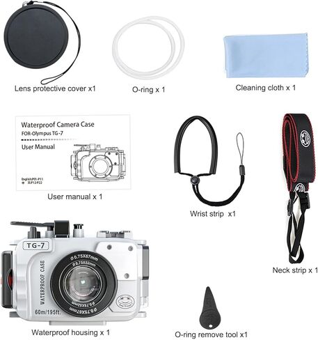 Seafrogs 60m/195ft Underwater Camera Housing for Olympus TG-7 – Waterproof Case with 52mm & 67mm Thread, Dual Fiber Optic Ports, Leak Detection, Stainless Steel Mounting Plate, 67mm Fisheye Lens in Saudi Arabia