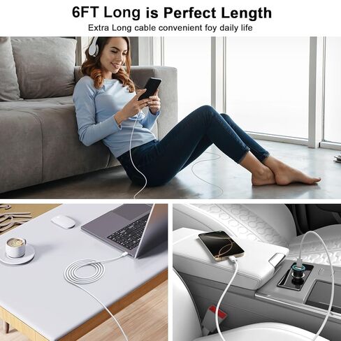 [معتمد من Apple MFi] كابل شحن USB C إلى USB C، سلك شاحن سريع منسوج من النوع C إلى C بطول 6أقدام 60 وات متوافق مع iPhone 17/17 Pro/17 Pro Max/Air/16 15 Pro Max، iPad Pro/Mini/Air، MacBook Pro، Galaxy in Kuwait