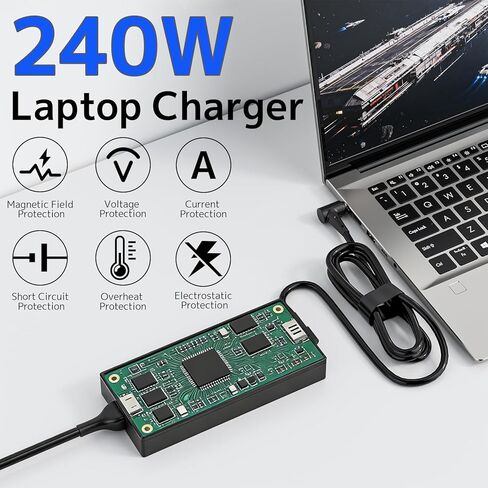 شاحن 240 واط ADP-240EB B متوافق مع Asus ROG Zephyrus G14 GA403 G16(2024 2025) GU605 GA605 Flow Z13 V16 ProArt P16 PZ13 TUF A14 A16 A18 سلك محول تيار متردد للكمبيوتر المحمول (مستطيل Conn) in Kuwait