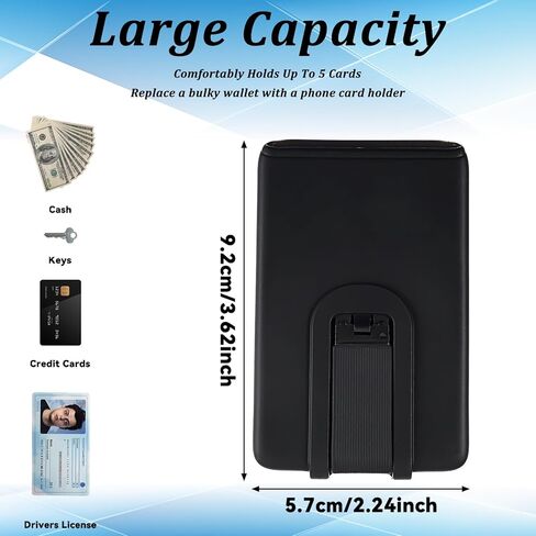 Ymapinc Phone Card Holder Stick On, Ultra Slim Silicone Wallet for Phone Case with Stand, Cellphone Wallet Stick On for Most Smartphones (Black) in Saudi Arabia