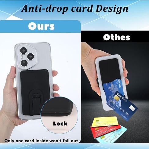 Ymapinc Phone Card Holder Stick On, Ultra Slim Silicone Wallet for Phone Case with Stand, Cellphone Wallet Stick On for Most Smartphones (Black) in Saudi Arabia