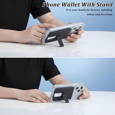 Ymapinc Phone Card Holder Stick On, Ultra Slim Silicone Wallet for Phone Case with Stand, Cellphone Wallet Stick On for Most Smartphones (Black) in Saudi Arabia