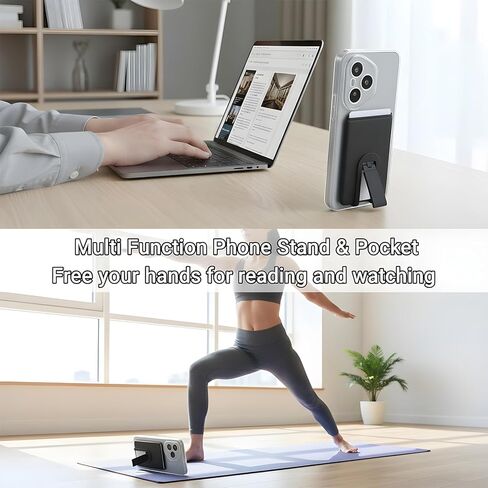 Ymapinc Phone Card Holder Stick On, Ultra Slim Silicone Wallet for Phone Case with Stand, Cellphone Wallet Stick On for Most Smartphones (Black) in Saudi Arabia
