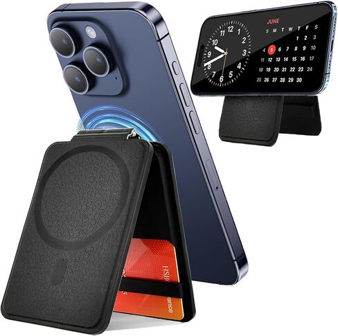 Magsafe Wallet Stand for iPhone Silicone, Magnetic Phone Wallet and Adjustable Portable Stand Card Holder for iPhone 16/15/14/13/12 Pro Max Plus -Black Blue Pink in Saudi Arabia