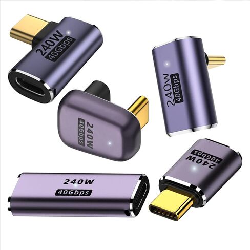 محول USB C 90 درجة، محول الزاوية اليمنى USB C مع شحن فيديو 40 جيجابت في الثانية PD 240 وات 8K@60 هرتز، متوافق مع سطح البخار والمحول والواقع الافتراضي والمزيد من الأجهزة من النوع C (5 قطع) in Kuwait