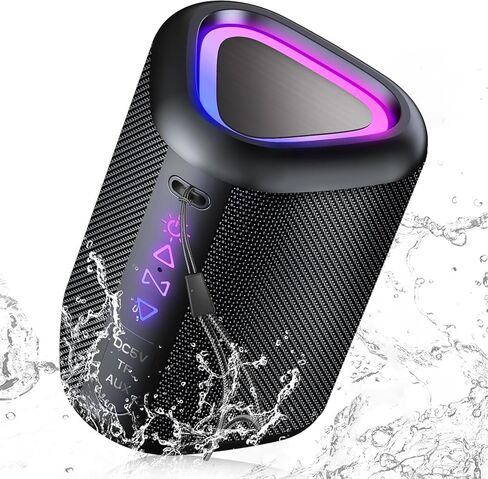 aowoka Bluetooth Speaker, 2025 Portable Wireless Speakers with Led Light, Bluetooth 5.4, 24H Playtime, Enhanced Bass, IPX7 Waterproof, Outdoor Speaker for Travel, Sport, Party, Biking. in Kuwait