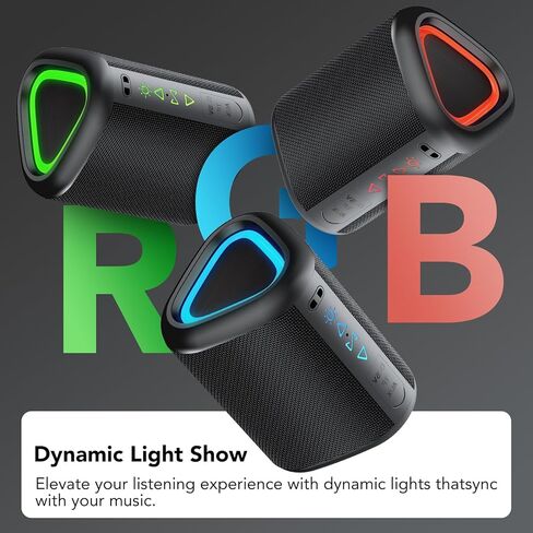 aowoka Bluetooth Speaker, 2025 Portable Wireless Speakers with Led Light, Bluetooth 5.4, 24H Playtime, Enhanced Bass, IPX7 Waterproof, Outdoor Speaker for Travel, Sport, Party, Biking. in Kuwait