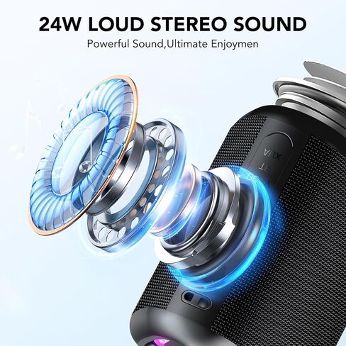 aowoka Bluetooth Speaker, 2025 Portable Wireless Speakers with Led Light, Bluetooth 5.4, 24H Playtime, Enhanced Bass, IPX7 Waterproof, Outdoor Speaker for Travel, Sport, Party, Biking. in Kuwait