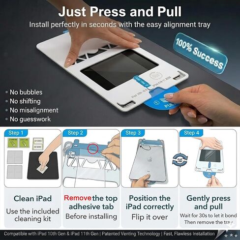 2 Pack Screen Protector for iPad A16 11th 2025 [11 Inch] /10th Generation 2022 [10.9 Inch],9H Tempered Glass with Easy Install Tray, Bubble-free,HD Clear,Anti Fingerprint, Scratch Resistant (iPad (11th / 10th Gen) in Saudi Arabia