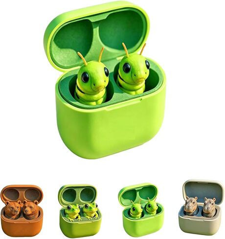 Frog Earbuds, Cute Animal Shaped Bluetooth Earbuds with Charging Case, Wireless in Ear Headphones with Deep Bass, Stylish & Comfortable, Gift for Kids and Adults (#A) in Saudi Arabia