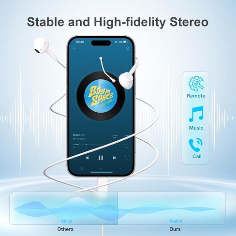 USB C Headphones for iPhone 17/16/15 Pro Max Plus, Type C Earbuds for iPad Pro Air Mini, Earphones for MacBook Series, for Google Pixel, Samsung in Saudi Arabia
