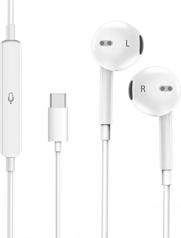سماعات رأس USB C لهاتف iPhone 15 16، سماعات أذن سلكية من النوع C مع ميكروفون وتحكم في مستوى الصوت، سماعات داخل الأذن سماعات أذن USBC سلكية متوافقة مع iPhone 16/15 Pro/Pad/S25 S24 S23 S22/Pixel 7 8 9 سماعات رأس سلكية in Saudi Arabia