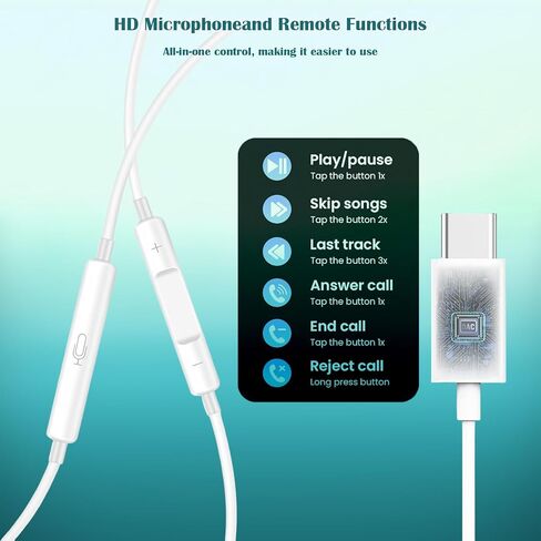 سماعات رأس USB C لهاتف iPhone 15 16، سماعات أذن سلكية من النوع C مع ميكروفون وتحكم في مستوى الصوت، سماعات داخل الأذن سماعات أذن USBC سلكية متوافقة مع iPhone 16/15 Pro/Pad/S25 S24 S23 S22/Pixel 7 8 9 سماعات رأس سلكية in Saudi Arabia