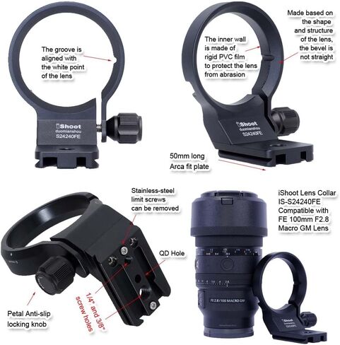 Lens Collar Tripod Mount Ring Compatible with Sony FE 100mm F2.8 Macro GM, 100mm F2.8 STF GM OSS, 24-240mm F3.5-6.3 OSS, 24-105mm F4 G OSS, 24-70mm F2.8 GM/F4 ZA OSS; 24mm F1.4 GM, 16-70mm F4 ZA OSS in Saudi Arabia