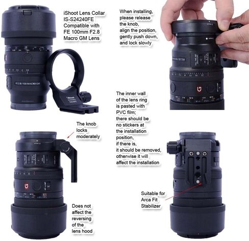 Lens Collar Tripod Mount Ring Compatible with Sony FE 100mm F2.8 Macro GM, 100mm F2.8 STF GM OSS, 24-240mm F3.5-6.3 OSS, 24-105mm F4 G OSS, 24-70mm F2.8 GM/F4 ZA OSS; 24mm F1.4 GM, 16-70mm F4 ZA OSS in Saudi Arabia