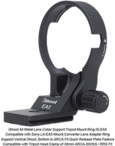 iShoot Metal Tripod Mount Ring Lens Collar Compatible with Sony LA-EA5 Mount Converter Adapter Ring, Lens Support Holder Bracket Bottom is Arca-Swiss Fit Quick Release Plate Feature in Saudi Arabia