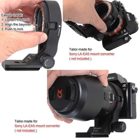 iShoot Metal Tripod Mount Ring Lens Collar Compatible with Sony LA-EA5 Mount Converter Adapter Ring, Lens Support Holder Bracket Bottom is Arca-Swiss Fit Quick Release Plate Feature in Saudi Arabia