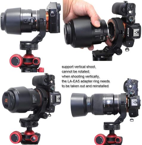iShoot Metal Tripod Mount Ring Lens Collar Compatible with Sony LA-EA5 Mount Converter Adapter Ring, Lens Support Holder Bracket Bottom is Arca-Swiss Fit Quick Release Plate Feature in Saudi Arabia