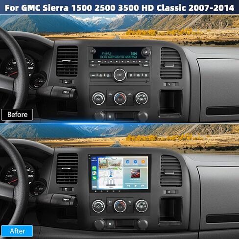 Car Stereo Radio for GMC Sierra 1500 2500 3500 HD Classic 2007-2014, 8" Android 15 Car Radio Stereo Head Unit Dash Kit with Wireless CarPlay Android Auto GPS Navigation SWC DSP FM WiFi Bluetooth in Saudi Arabia