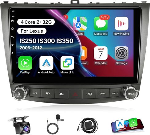 Leadfan راديو السيارة أندرويد لكزس IS250 IS300 IS350 2006 2007 2008 2009 2010 2011 2012 Wireless CarPlay Android Auto 10.1 بوصة شاشة تعمل باللمس سيارة ستيريو GPS FM بلوتوث 5G WiFi SWC + كاميرا احتياطية in Saudi Arabia