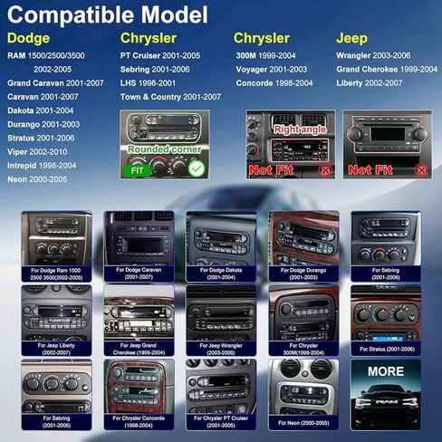 Car Radio for Dodge Ram 2002-2005, Jeep Wrangler 2003-2006, Grand Cherokee 1999-2004, Liberty 2002-2007, Dakota 2001-2004, 6.86inch Touchscreen Stereo Carplay Android Auto Camera Bluetooth GPS WiFi FM in Saudi Arabia