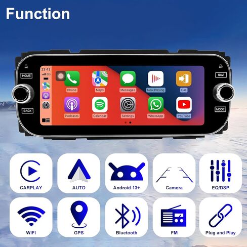 Car Radio for Dodge Ram 2002-2005, Jeep Wrangler 2003-2006, Grand Cherokee 1999-2004, Liberty 2002-2007, Dakota 2001-2004, 6.86inch Touchscreen Stereo Carplay Android Auto Camera Bluetooth GPS WiFi FM in Saudi Arabia