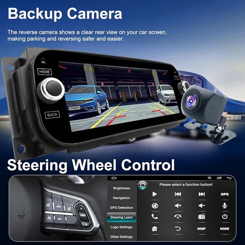 Car Radio for Dodge Ram 2002-2005, Jeep Wrangler 2003-2006, Grand Cherokee 1999-2004, Liberty 2002-2007, Dakota 2001-2004, 6.86inch Touchscreen Stereo Carplay Android Auto Camera Bluetooth GPS WiFi FM in Saudi Arabia