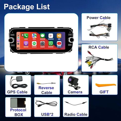 Car Radio for Dodge Ram 2002-2005, Jeep Wrangler 2003-2006, Grand Cherokee 1999-2004, Liberty 2002-2007, Dakota 2001-2004, 6.86inch Touchscreen Stereo Carplay Android Auto Camera Bluetooth GPS WiFi FM in Saudi Arabia
