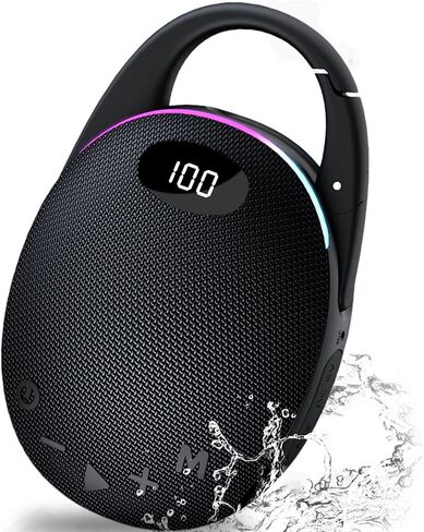 Portable Mini Bluetooth Speaker with HD Sound, LED Power Display, Big Pro Sound with Punchy Bass,Integrated Carabiner, 25H Playtime, Colorful RGB Lights, TWS pairing,Outdoor/Party/Travel, Gift Ideas in Saudi Arabia