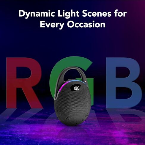 Portable Mini Bluetooth Speaker with HD Sound, LED Power Display, Big Pro Sound with Punchy Bass,Integrated Carabiner, 25H Playtime, Colorful RGB Lights, TWS pairing,Outdoor/Party/Travel, Gift Ideas in Saudi Arabia