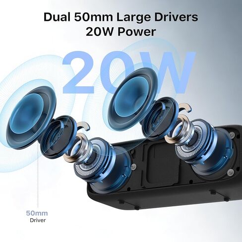 JUOVI Bluetooth Speaker,20W Stereo Sound,Wireless Speaker with Bluetooth 6.0,24H Playtime,IP68 Waterproof Shower Speaker,TWS Pairing, Support TF Card,AUX 3.5mm Input,Speaker for Home,Outdoor,Travel in Saudi Arabia