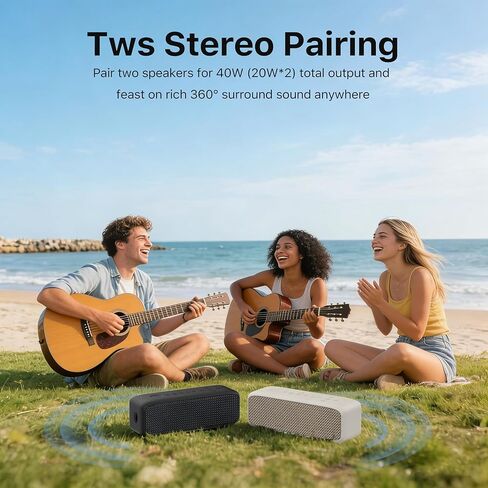 JUOVI Bluetooth Speaker,20W Stereo Sound,Wireless Speaker with Bluetooth 6.0,24H Playtime,IP68 Waterproof Shower Speaker,TWS Pairing, Support TF Card,AUX 3.5mm Input,Speaker for Home,Outdoor,Travel in Saudi Arabia