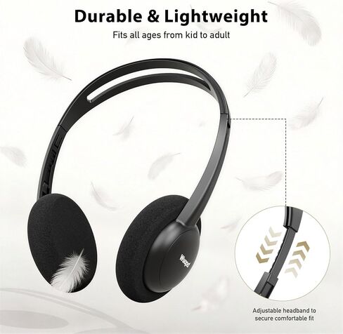 USB-C Wired on-Ear Headphones with Microphone & in-Line Control, Comfort Foam Pads, Adjustable Headband for Kids, Teens, Adults, Compatible with Type-C Phone, Tablet, Laptop, PC in Saudi Arabia