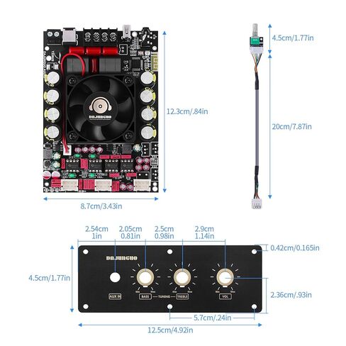 T220HS-W 2.0 Channel Bluetooth Amplifier Board 220W×2 Audio Amp Module with Treble Bass Control, Bluetooth AUX USB Input for Passive Speakers in Saudi Arabia