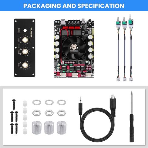 T220HS-W 2.0 Channel Bluetooth Amplifier Board 220W×2 Audio Amp Module with Treble Bass Control, Bluetooth AUX USB Input for Passive Speakers in Saudi Arabia