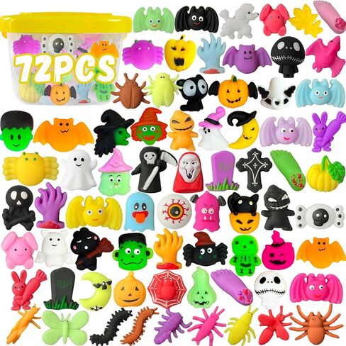 72PCS Halloween Mochi Squishy Toys, Squishy Party Favors for Kids, Kawaii Squishies Fidget Toys, Mini Mochis Squishy Animals for Halloween Goodie Bags, Gifts, Prizes, Birthdays in Kuwait