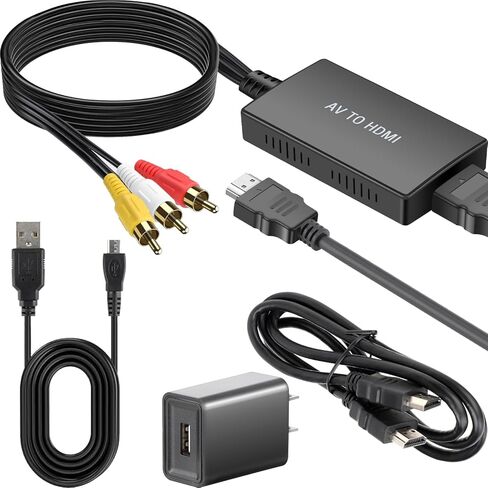 Male RCA to HDMI Converter - 1080P Composite AV to HDMI Adapter Supports PAL/NTSC for VCR/VHS/Xbox/PS1/STB/Roku/Blue-Ray DVD Players in Saudi Arabia