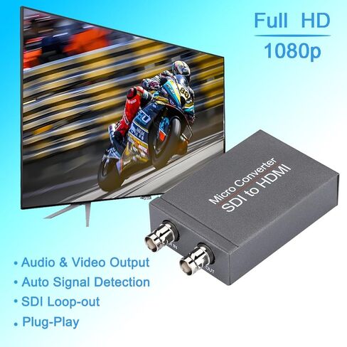 Anber-Tech SDI إلى HDMI Converter، SDI إلى HDMI Audio De-embedder يدعم 3G-SDI، HD-SDI، اكتشاف التنسيق التلقائي SD-SDI وجهاز دمج الصوت الاستريو، حلقة الدعم (رمادي) in Kuwait