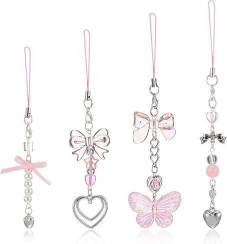 Tucnoeu 4 Pcs Pink Phone Charm Y2K Phone Charm Cute Aesthetic Phones Charms Phones Strap Charms for Bag Purse Backpack Camera Decor in Saudi Arabia